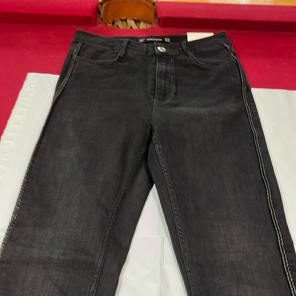 Zara TRF BLACK high waist skinny jeans new FAUX leather sides cotton elastane 6 - Picture 2 of 16